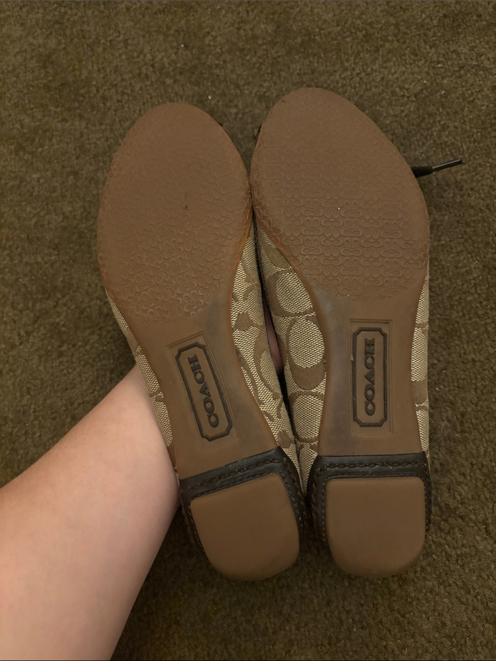 Coach Tan Brown Signature Bow Ballet Flats - Picture 2 of 5